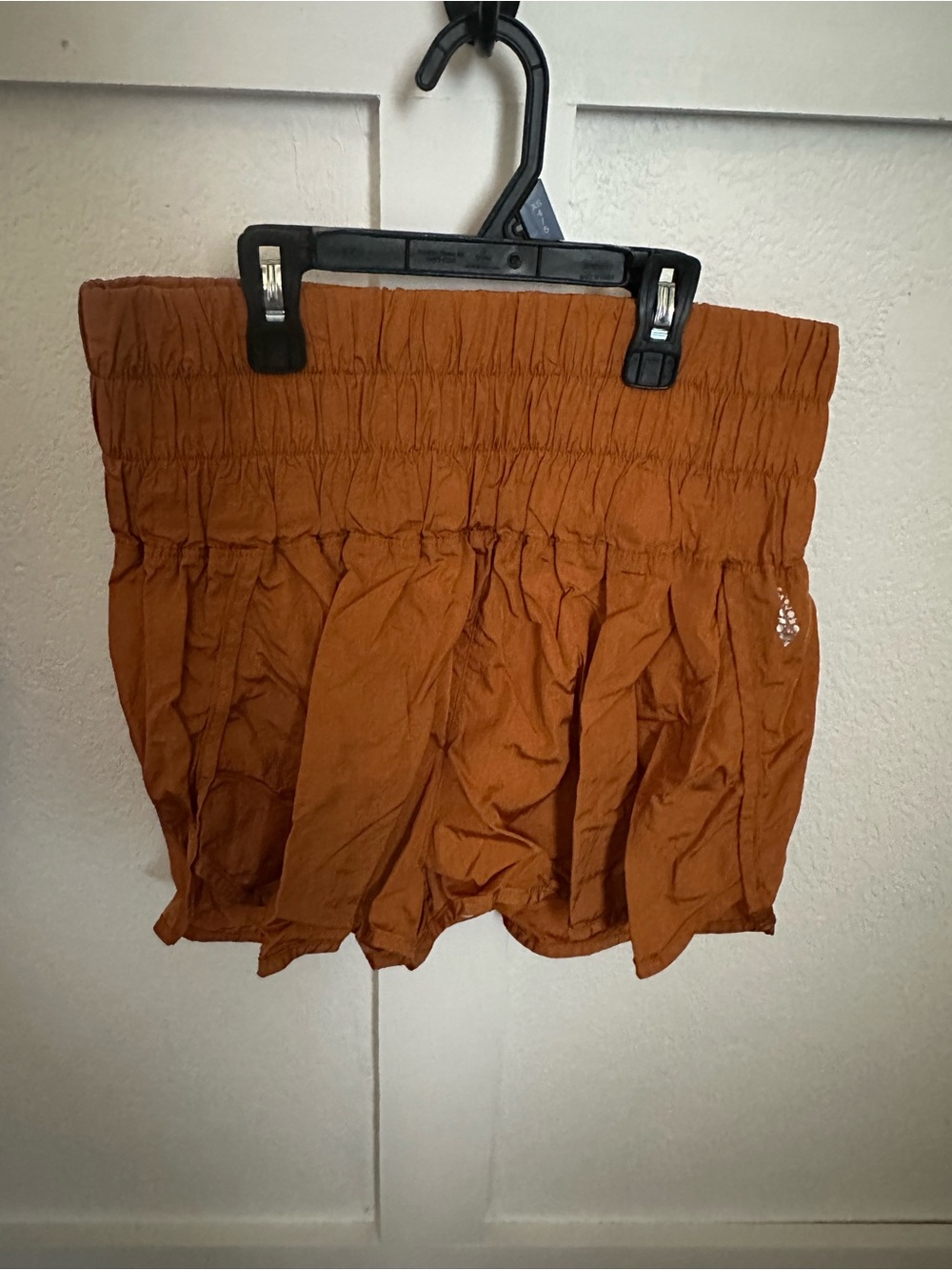 Free People Movement Way Home Women's High-Waist Smocked Rust Shorts